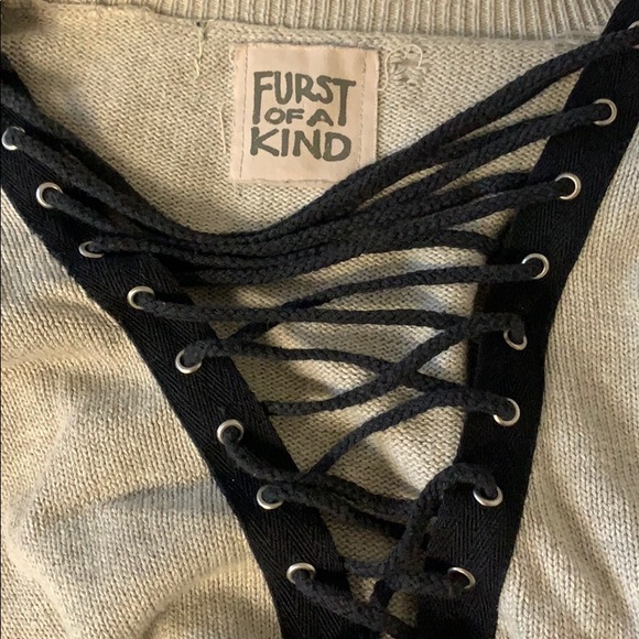 LF lace up sweater top - Picture 3 of 3